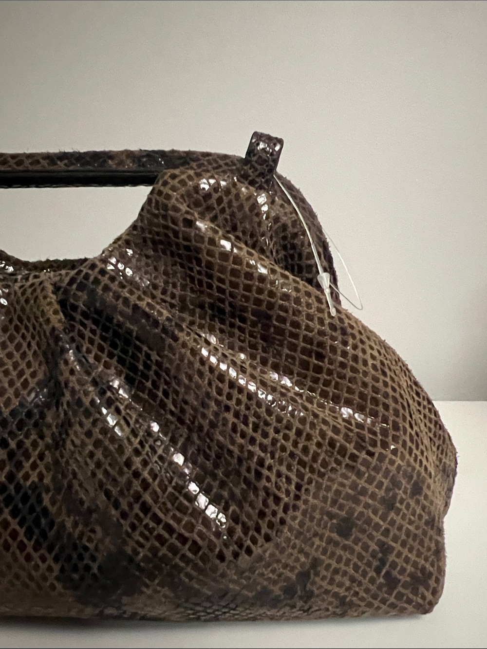 Made in Italy Leather  Snakeskin-Effect Top-Handle Bag - Picture 2 of 9